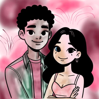 black woman and asian man couple