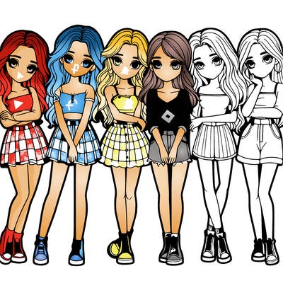 a group of girls realistic