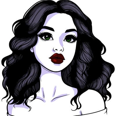 realistic girl with wavy hair and lips
