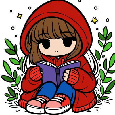 girl in oversized hoodie reading a book