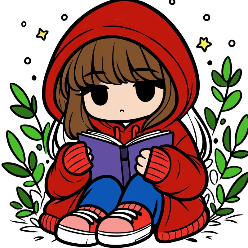 girl in oversized hoodie reading a book