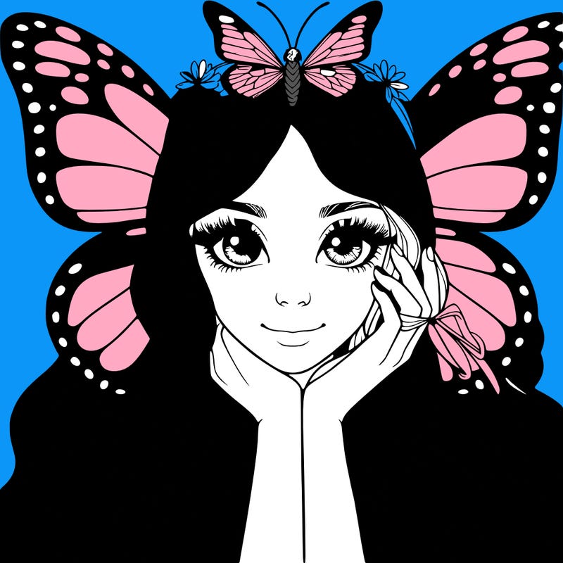butterfly realistic girl