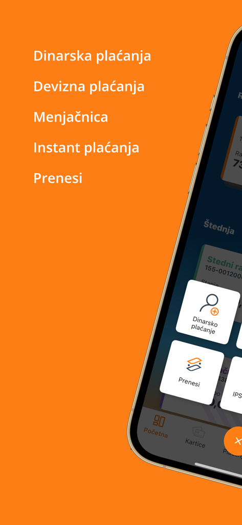 Schermata dell'app SmartHALK mBanking che mostra un menu di opzioni di pagamento e cambio valuta.