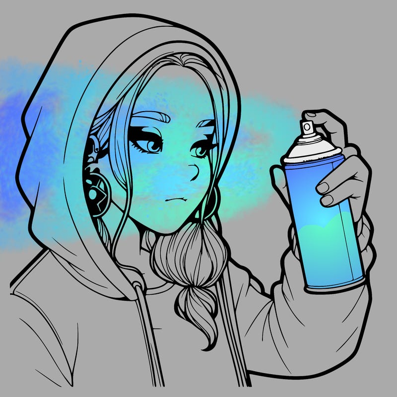 a realistic girl, spray painting