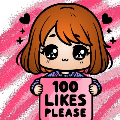 cute girl holding a sign saying 100 likes please