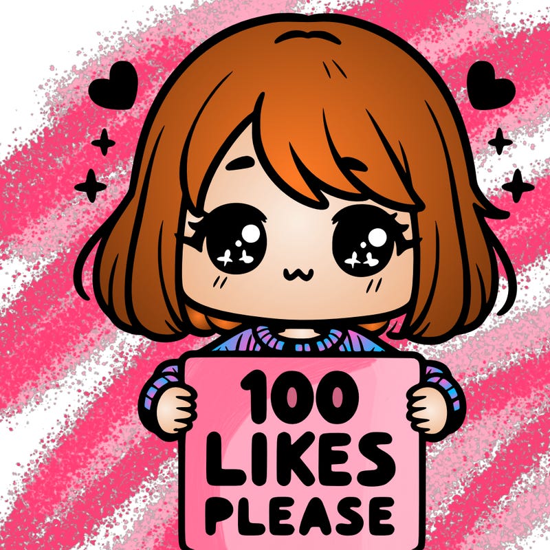 cute girl holding a sign saying 100 likes please