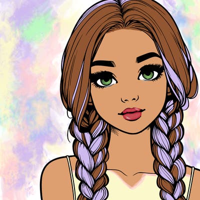 realistic girl with braids