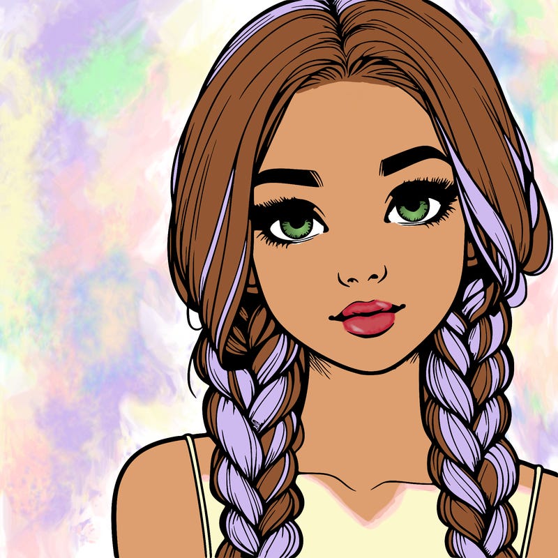 realistic girl with braids