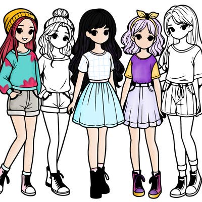 a group of five girls