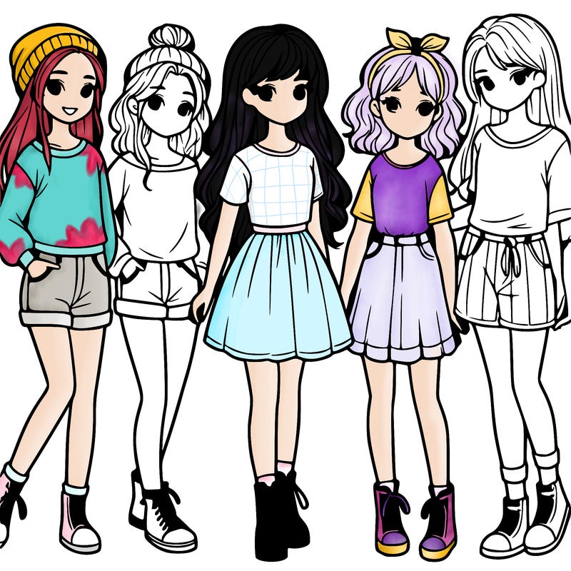 a group of five girls