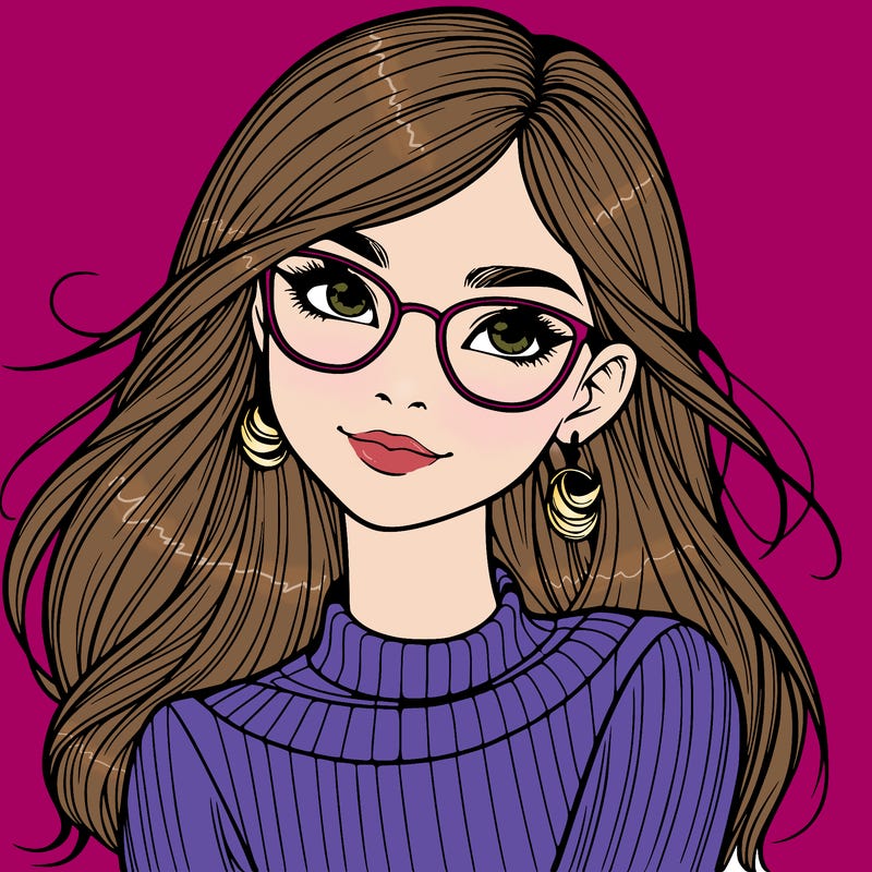 realistic girl with glasses