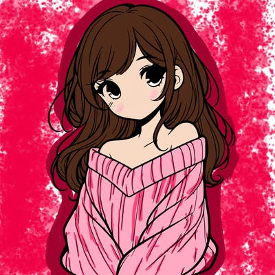 shy pretty girl wearing a sweater that is falling off one shoulder portrait