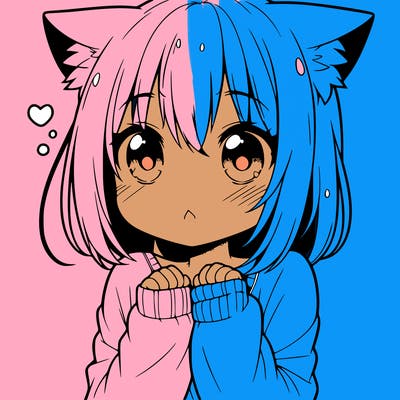 shy anime catgirl