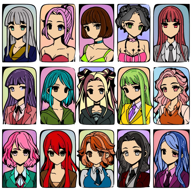 girls that look diffrent anime