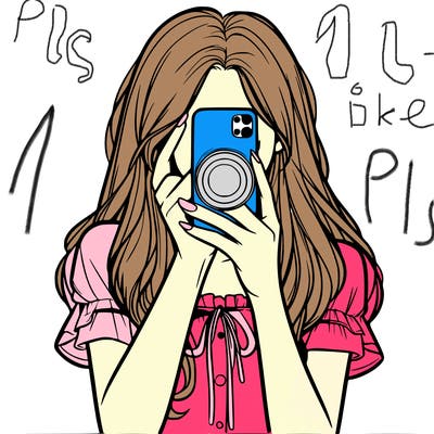 a realistic girl holding her phone taking pictures