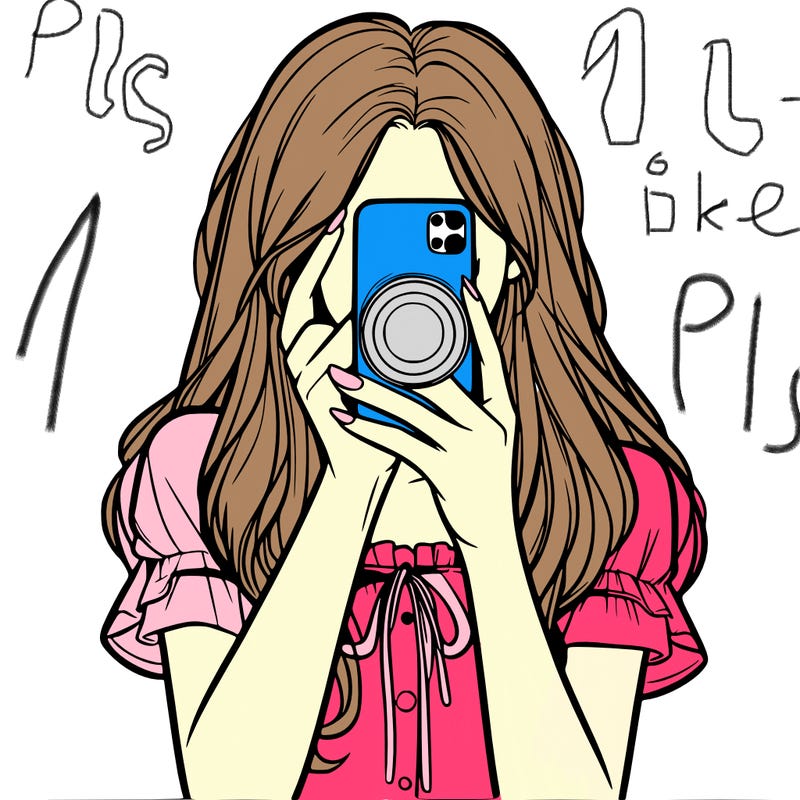 a realistic girl holding her phone taking pictures