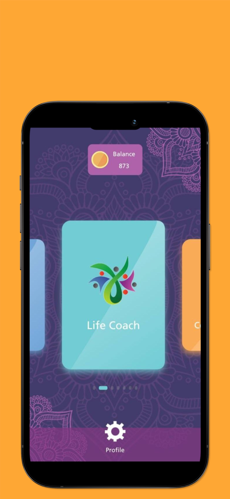 Manarati | منارتي - Manarati app interface showing the life coach service selection screen with coin balance