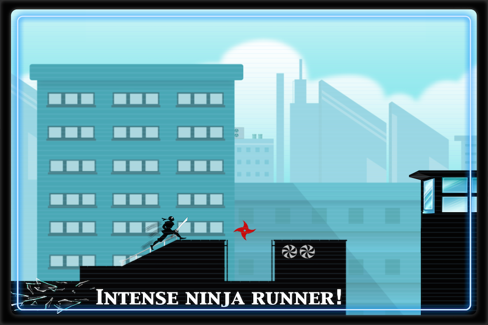Ninja Parkour Dash 2: Escaping Vector Samurai Shurikens Fight - A ninja running across city rooftops in the Ninja Parkour Dash 2 mobile game