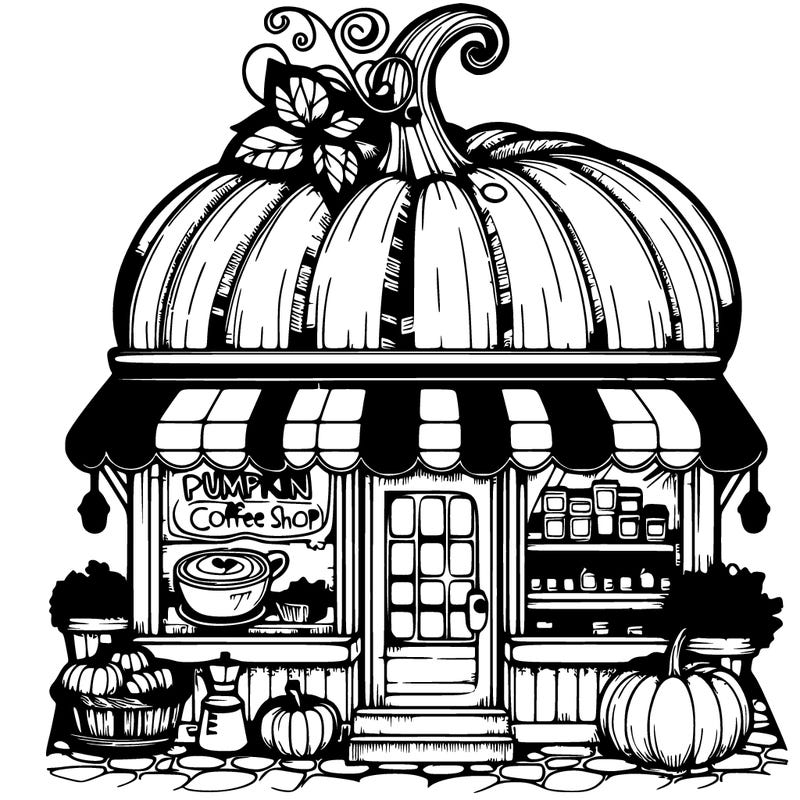 pumpkin coffee shop realistic
