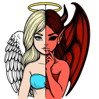 realistic angel half demon