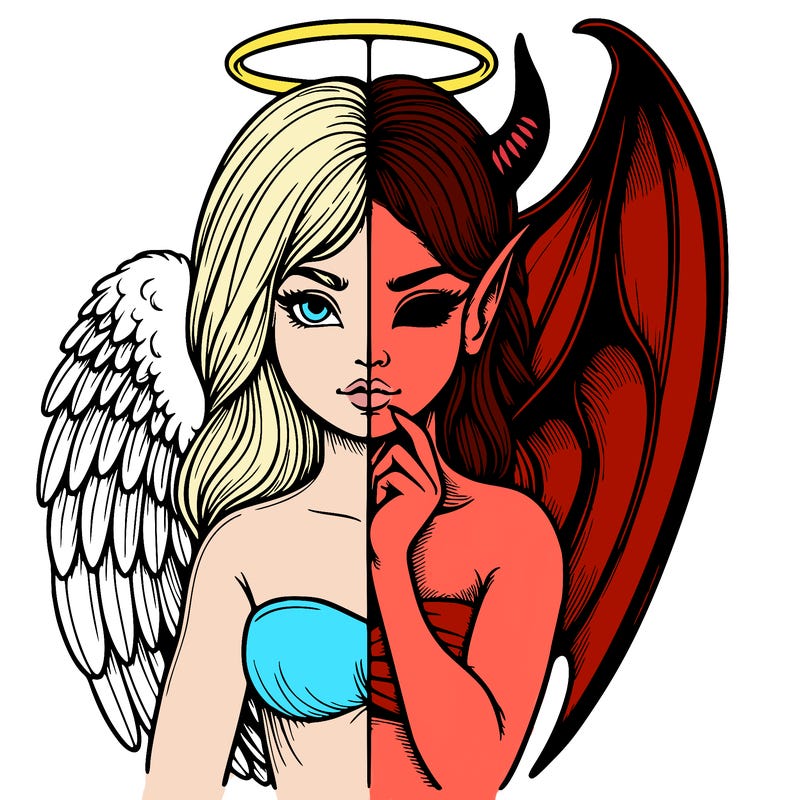 realistic angel half demon