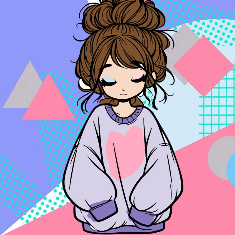 girl with baggy sweatshirt and messy bun