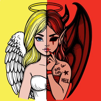realistic angel half demon