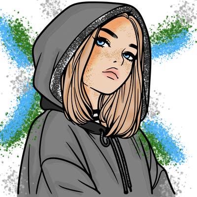 a realistic girl in a hoodie