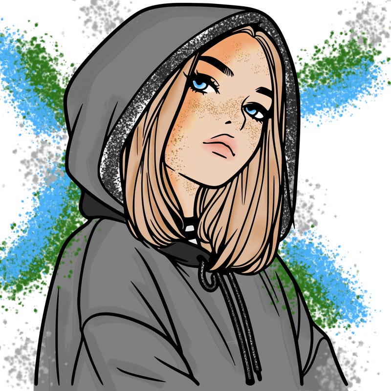 a realistic girl in a hoodie