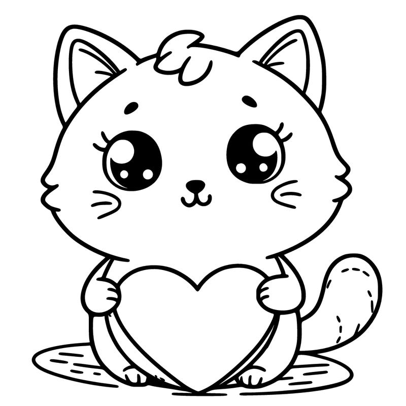 a cute cat holding a heart