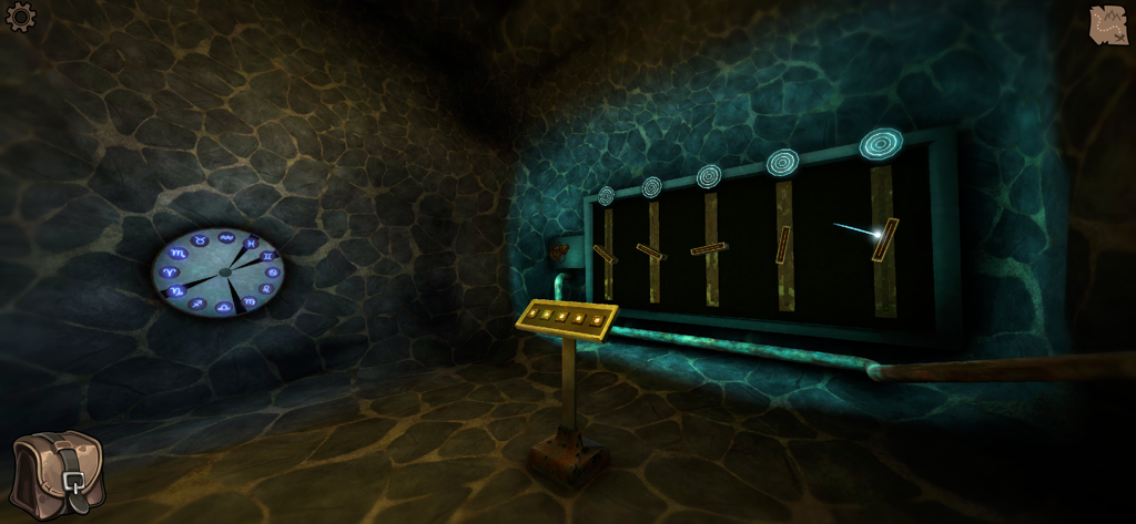 Legacy 2 - The Ancient Curse - A 3D puzzle room in an ancient pyramid featuring a zodiac symbol dial and mechanical levers