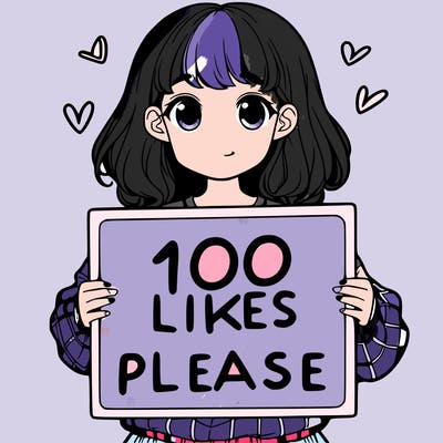 a girl holding a sign saying 100 likes please