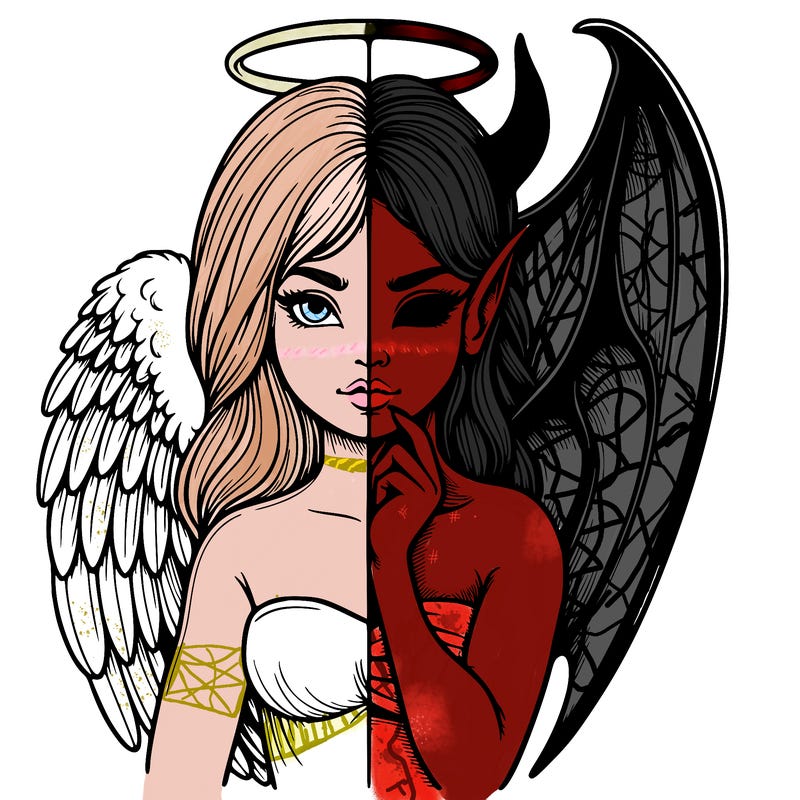 realistic angel half demon