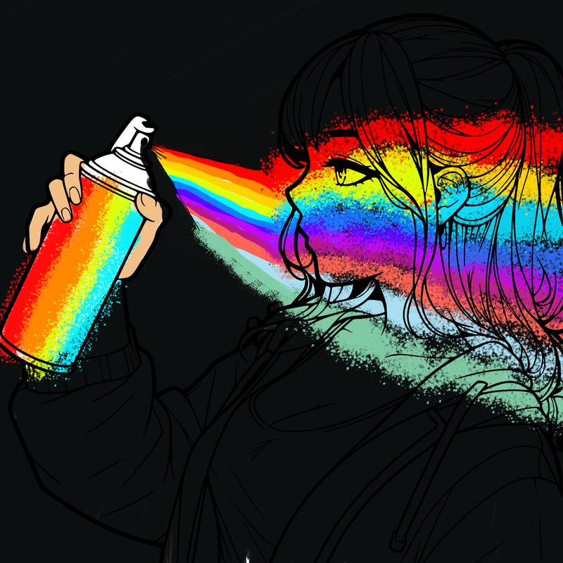 a realistic girl spray, painting