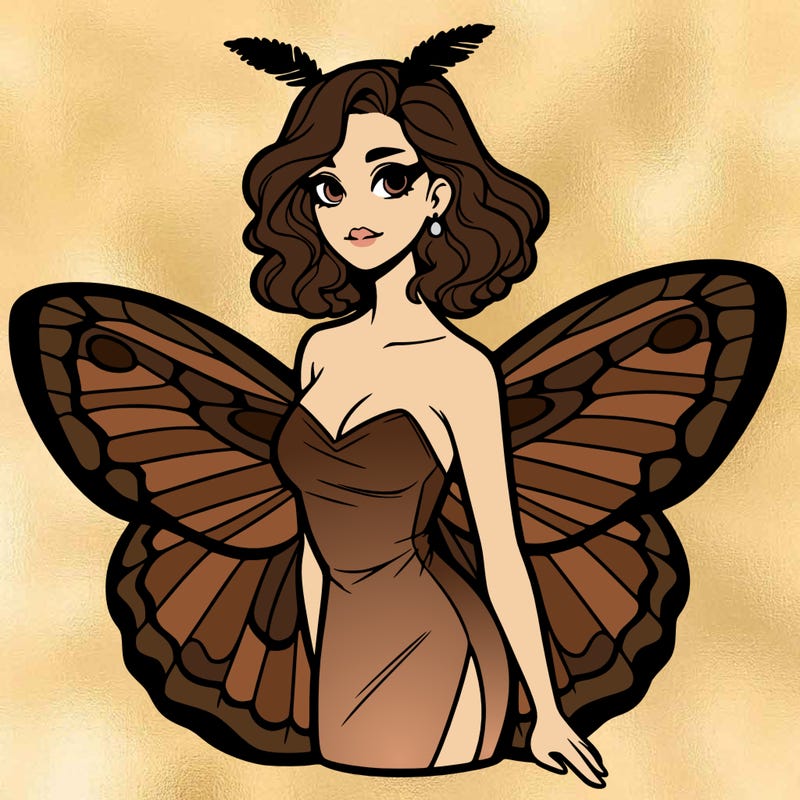 woman with moth wings