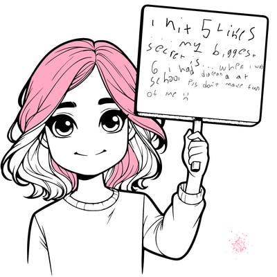 realistic girl holding up a sign