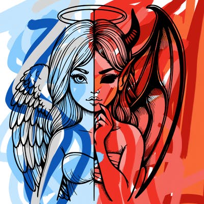 realistic angel half demon