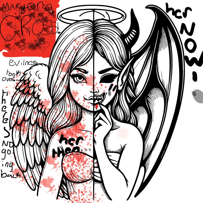 realistic angel half demon