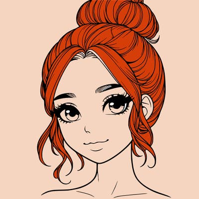 realistic pretty girl with hair in bun