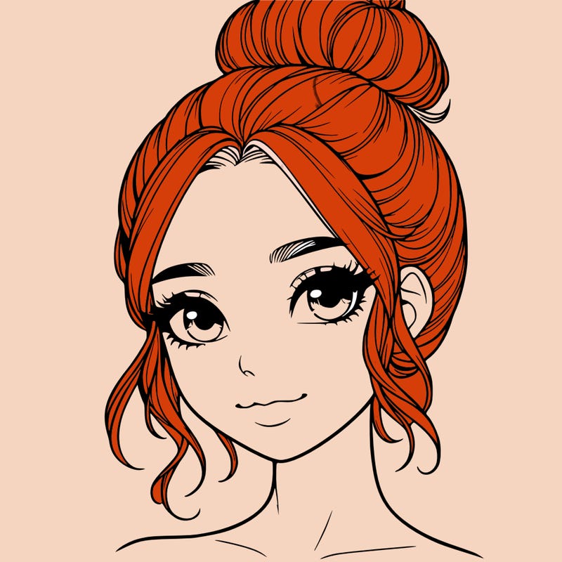 realistic pretty girl with hair in bun
