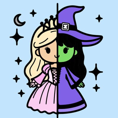split princess and witch