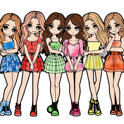 a group of girls realistic