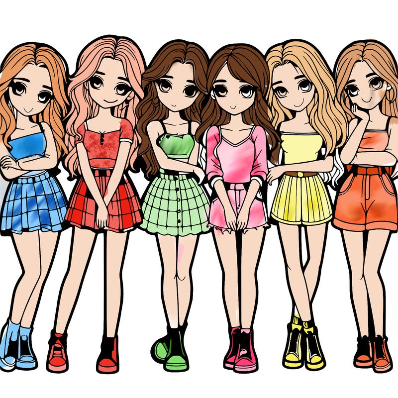 a group of girls realistic