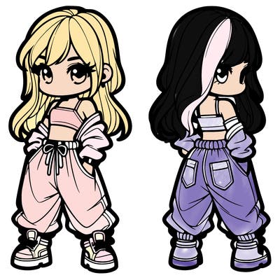 girl in crop top and baggy pants