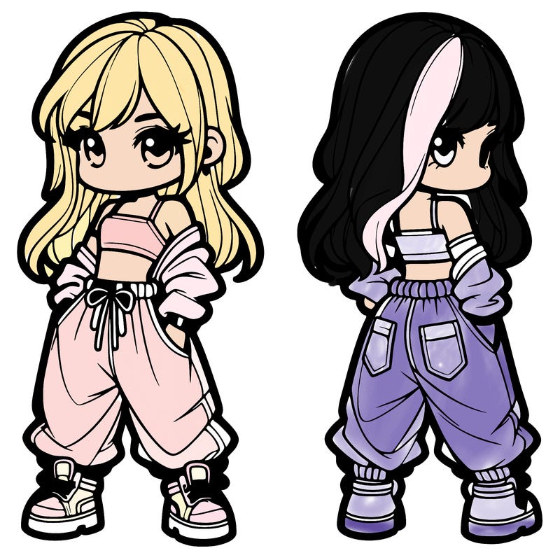 girl in crop top and baggy pants