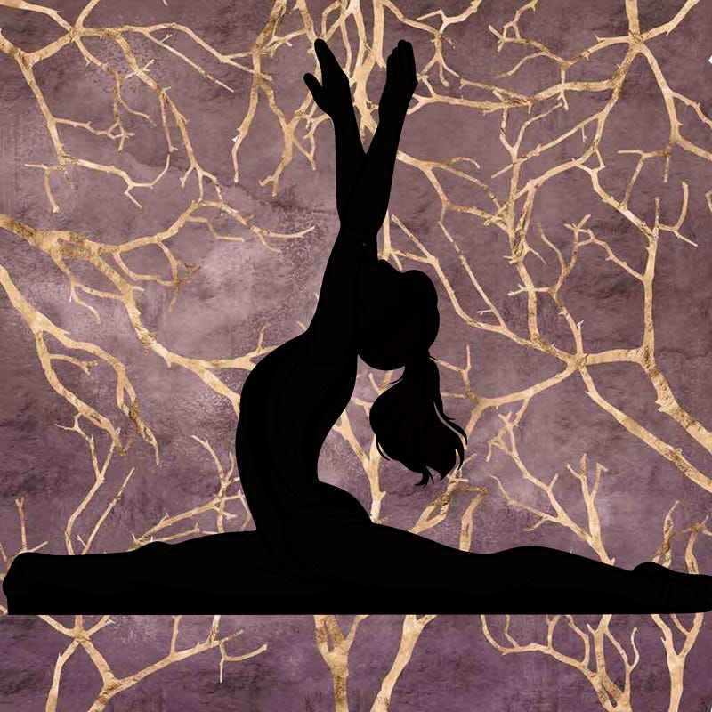 realistic gymnast doing splits with plain background