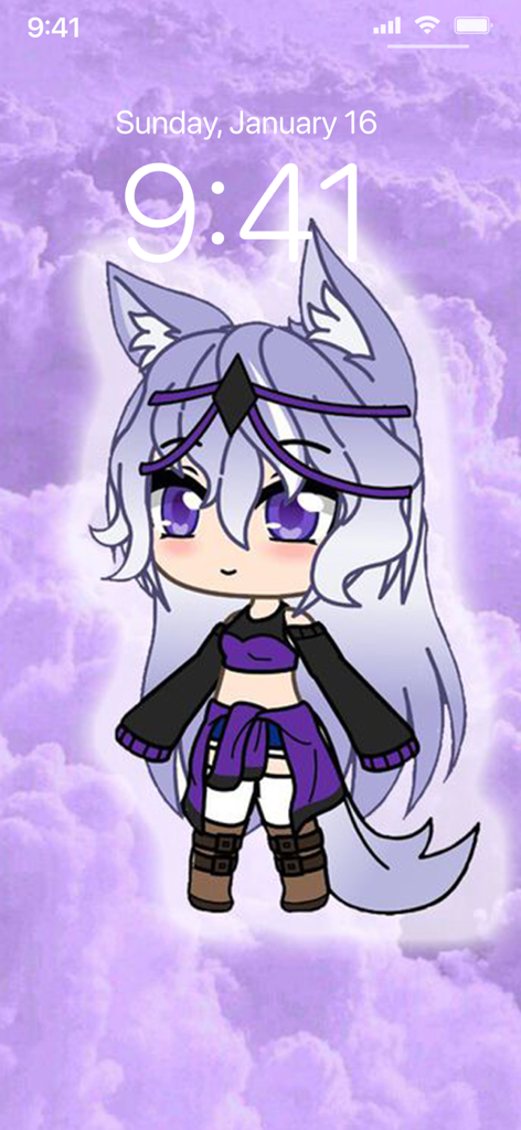 Gacha Life Wallpaper 4K | HD - Purple Gacha Life character wallpaper on a mobile lock screen