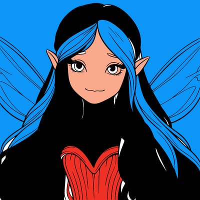 fairy with long hair pointy ears and human like