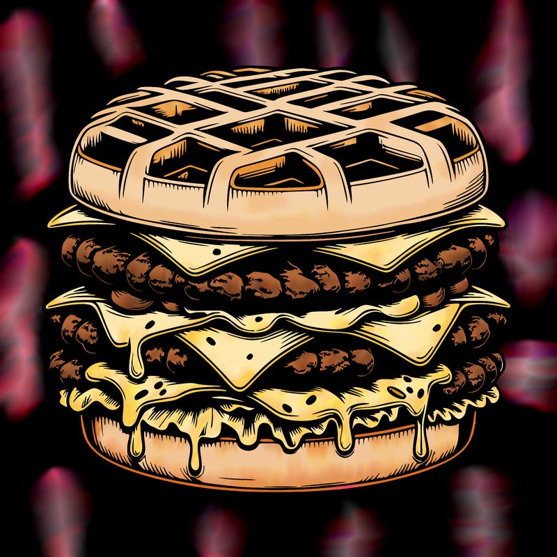 realistic waffle burger