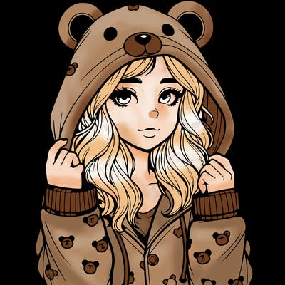 realistic girl in a animal pjs hoodie